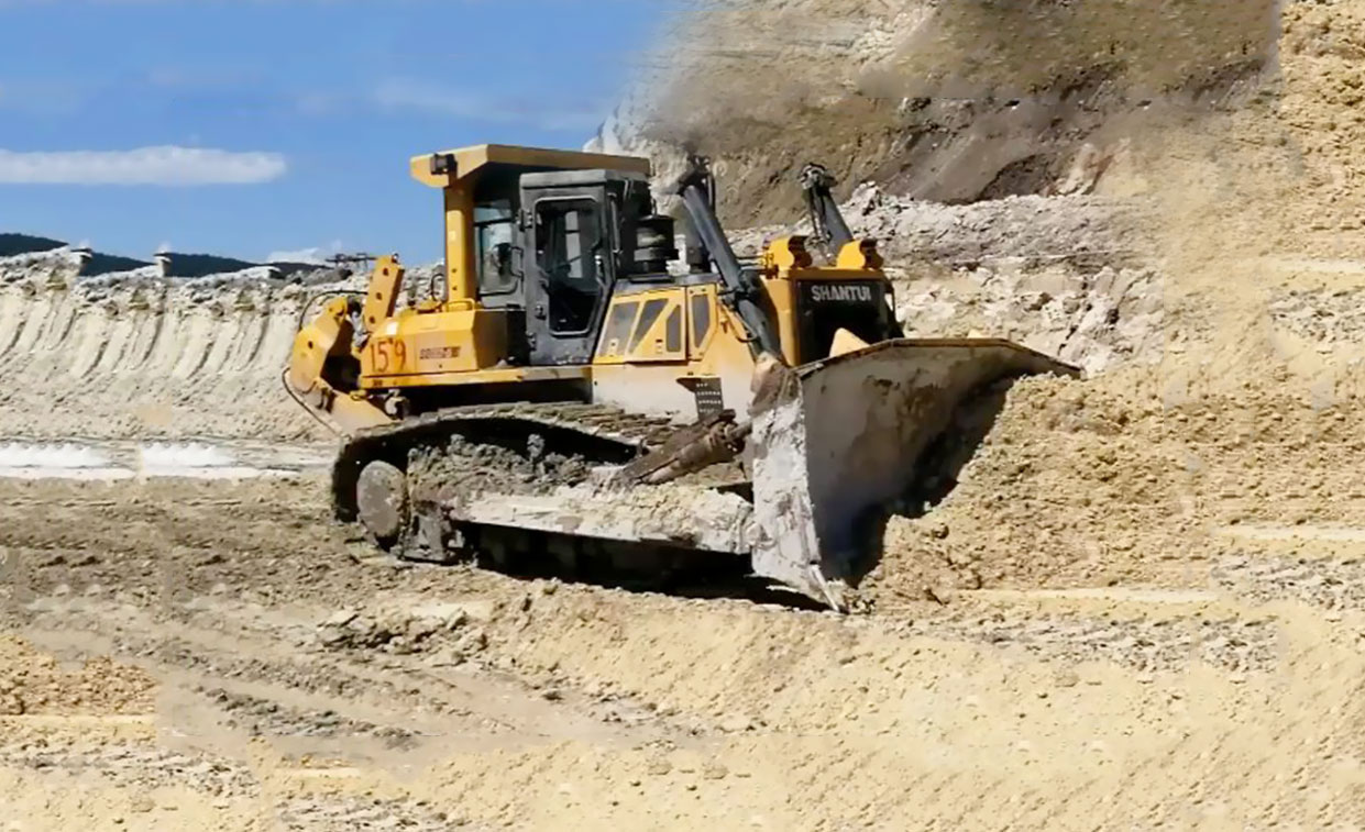 SD32-C5 bulldozer for road construction and dumping in an open pit mine in Serbia